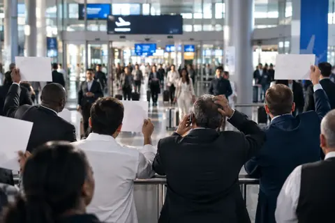 Drivers waiting at the arrivals barrier
